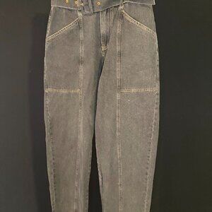 LE LIS Faded Black High Waisted Tapered Pants